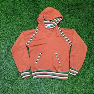 VTG 70s Helen Sue Striped Knit Hoodie Cropped Cinched Hem Womens 2XS